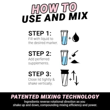 HELIMIX 1.5 Vortex Blender Shaker Bottle Holds Upto 20oz | No Blending Ball or Whisk | USA Made | Portable Pre Workout Whey Protein Drink Shaker Cup | Mixes Cocktails Smoothies Shakes | Top Rack Safe - Image 3
