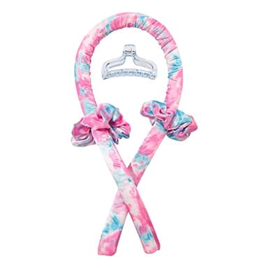 Heatless Curling Rod Headband No Heat Silk Ribbon Curling Rod Hair Roller Curls with Hair Claw Clip Lazy Natural Soft Wave DIY Hair Rollers Styling Tool for Sleep in Overnight (fen-lan) - Image 1