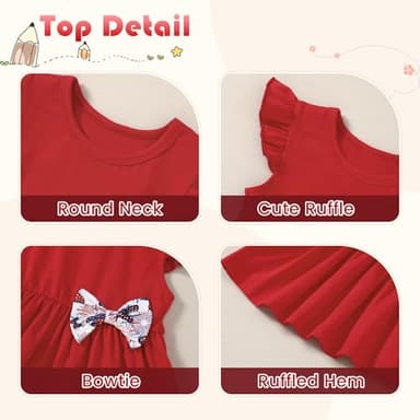 WESIDOM Toddler Girl Clothes Layered Ruffle Top Floral Shorts Cute Toddler Girls Summer Outfits 2Pcs Clothing Set(Red,18-24Months) - Image 3