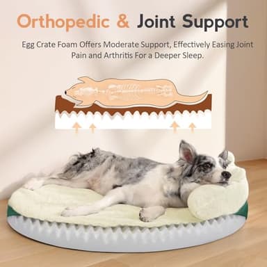 Large Dog Bed Orthopedic Dog Beds for Extra Large Dogs with Washable Removable Cover Waterproof Pet Beds with Pillow-Beige and Dark Green - Image 2