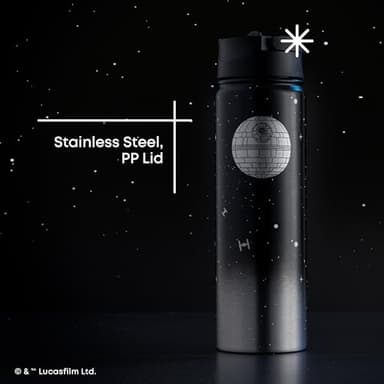 JoyJolt Stainless Steel 22 oz Star Wars Water Bottle with Straw Lid, BPA-Free Sports and Travel Vacuum Insulated Water Bottle, Destination Collection Death Star Bottle, Star Wars Gifts - Image 6