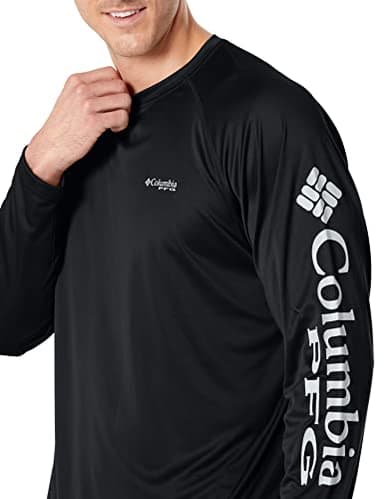 Columbia Men's PFG Terminal Tackle Long Sleeve Fishing Shirt, Black/Cool Grey Logo, Small - Image 3