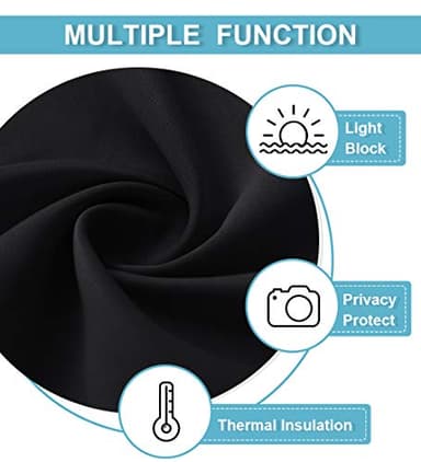 RYB HOME Bedroom Blackout Curtains - Black Curtains Solar Light Block Insulated Drapes Energy Saving for Bedroom Dining Living Room, 42 x 45 inches Long, Black, Set of 2 - Image 6