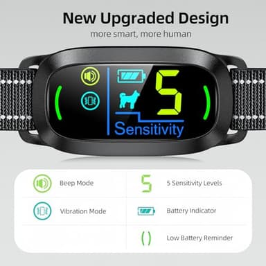 FAFAFROG Dog Bark Collar for Large Medium Small Dogs, Rechargeable Smart Bark Collar, Anti Barking Training Collar with 5 Adjustable Sensitivity Beep Vibration (Black) - Image 2