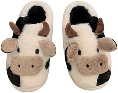 Jerzmy Cute Animal Cow Pig Men Women House Slippers, Comfy Memory Foam Cloudy Soft Slippers Plush Home Shoes for Bedroom Living Room Indoor - Image 3