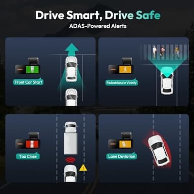 BOTSLAB 4K+2K Dual Dash Cam Front and Rear, Dashcam with Voice Control, STARVIS, ADAS Driver Alerts, Starry Night Vision, 24/7 Parking Monitor, 5.8GHz WiFi & GPS, Free 64GB Card, Loop Recording - Image 5