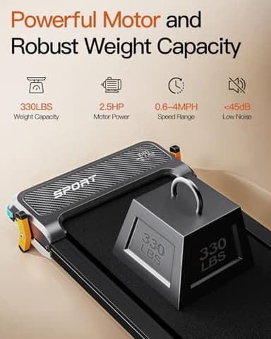 FUNRAY Versatile Walking Pad Treadmill with Incline - Dual-Sided Under Desk Treadmill with Foot Massage,2 in 1 Walking Pad for Home/Office, Portable Compact Treadmills with 330LBS Weight Capacity - Image 7