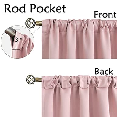 BGment 40 Inch Length Blackout Curtains for Cafe - 34 x 40 inch Short Curtains Rod Pocket and Back Tab Thermal Insulated Room Darkening Curtains for Bathroom/Kids Room, 2 Window Panels, Pink - Image 2