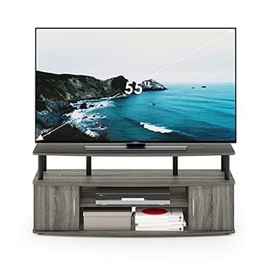 Furinno JAYA Large Entertainment Stand for TV Up to 55 Inch, French Oak Grey/Black - Image 3