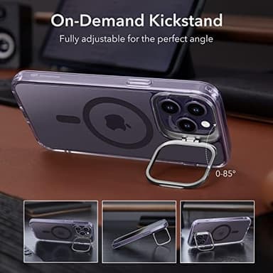 ESR for iPhone 14 Pro Max Case, Compatible with MagSafe, Built-in Camera Ring Stand, Military-Grade Protection, Classic Kickstand Magnetic Case for iPhone 14 Pro Max, Clear Purple - Image 5