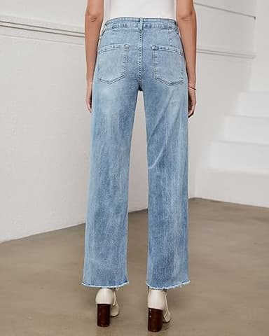 GRAPENT Women's High Waisted Tummy Control Casual Pants - Ice Blue, XS/X-Small (0/2) - Image 3