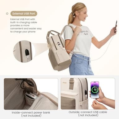 LOVEVOOK Laptop Backpack for Women 15.6 Inch,Cute Backpack Laptop Bag with USB Port,Waterproof Travel Backpack Purse Teacher Nurse Bag Fashion Computer Bag for Work - Image 6