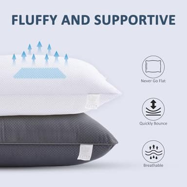 Carasylvia Bed Pillows for Sleeping - Pillows Queen Size Set of 4, Soft Hotel Pillows with Down Alternative Filling for Side, Back & Stomach Sleepers, Fluffy Pillows for Bed (2 White & 2 Grey) - Image 3