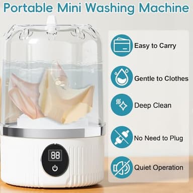 Mini Washing Machine, 2025 New Portable Washing Machine, Rechargeable Cordless Underwear Washer, Socks, Baby Clothes, Washing Machine for Apartment, Dorm, Camping - Image 3