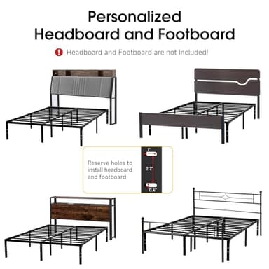 BedsPick Queen Bed Frame, Metal Platform Bed Frame Queen Size, Heavy Duty Sturdy Mattress Foundation, Noise Free, Easy Assembly, Steel Slats Support, No Box Spring Needed, Black - Image 7