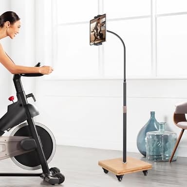 wishacc Tablet Floor Stand for Bed - Gooseneck Tablet Holder Mount with Adjustable Height and 4 Wheels, Compatible with iPad mini Air Pro 12.9/9.7, Galaxy Tab, Kindle, Cell Phones (4.7"-13") - Image 3