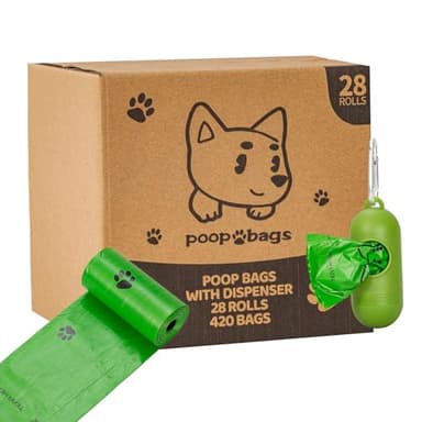 Lesibag Dog Poop Bags Rolls With Dispenser, Strong and Leak-proof Waste Bags for Pets, Floral Scented, 420 Count (28 Packs of 15), 13 Inch x 9 Inch (Green) - Image 1
