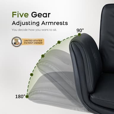 amseatec Criss Cross Chair with Armrests & Wheels, PU Leather Vanity Chair, Comfortable Adjustable Swivel Computer Office Desk Chairs for Home, Make Up, Bed Room (Black) - Image 3