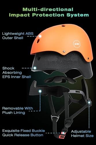 XJD Kids Bike Helmet,Multi-Sport Protective Gear Set for 3-5-8-14 Years Boys Girls with Knee and Elbow Pads Wrist Guards fit Roller Skates,Cycling,Skateboarding,Skating Scooter (Orange, Medium) - Image 3