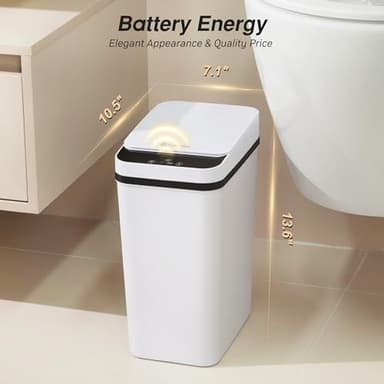 FRESHLIX Bathroom Automatic Trash Can, 4 Gallon Touchless Motion Sensor Small Garbage Can with Lid Smart Electric Narrow Waterproof Garbage Bin for Bedroom Office Halloween Decoration, White - Image 4