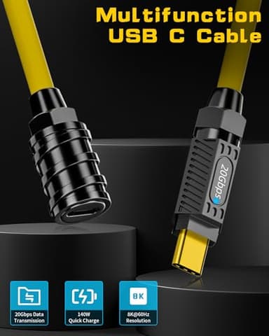 Poyiccot USB C Extension Cable 3ft, 140W USB 4.0 Type C Male to Female Extension Cable, 20Gbps Data & 8K Video Fast Charging Type C Extender, for Thunderbolt 3, Laptop, PC, Phone - Image 2