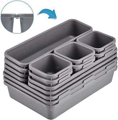 Kutesna 15 PCS Interlocking Desk Drawer Organizer Separator for Office,Bathroom,Kitchen,Makeup（Black） - Image 8