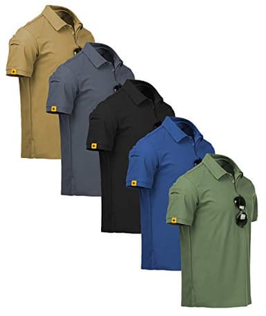 ZITY 5 Pack Mens Polo Shirt Short Sleeve Sports Golf Tennis T-Shirt Moisture-Wicking Summer Shirts - Image 1