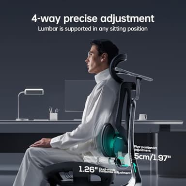 Hbada E3 Ultra Ergonomic Office Chair, Big and Tall Office Chair - with 3-Zone Dynamic Lumbar Support, 360° Mechanical Armrests, 4D Adjustable Headrest, Aluminum Alloy, Premium Mesh, Black - Image 5