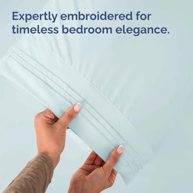 Queen Pillow Cases Set of 2 - Ultra Soft Hotel Quality Pillowcase Covers - Comfy, Cozy & Wrinkle Free - Shrinkage, Stain & Fade Resistant - Machine Washable Pillow Protectors - 2 Piece Set - Ice Blue - Image 6