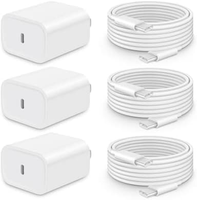 i Phone 17 16 15 Charger Fast Charging-20W USB C Power Brick with 6Ft Type C to C Cord for i Phone 17/17 Pro/17 Air/17 Pro Max/16/16 Pro/16 Plus/16 Pro Max/15 Series, i Pad Pro & More [3 Pack - Image 3