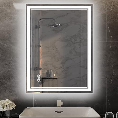 GETOVIN 24 x 36'' LED Mirror for Bathroom Anti-Fog Dimmable 3 Colors Stepless Brightness - Image 1