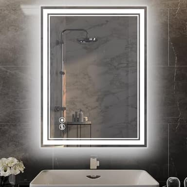 GETOVIN 24 x 36'' LED Mirror for Bathroom Anti-Fog Dimmable 3 Colors Stepless Brightness - Image 1