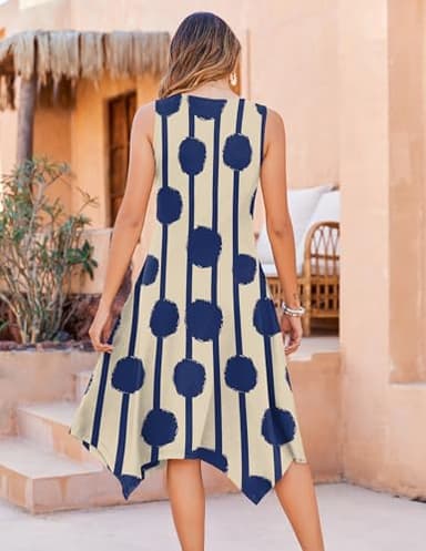 Zeagoo Midi Dresses for Women Casual Sleeveless Sundress Round Neck Aline Flowy Tank Dresses Loose Tunic Dress Beige Tshirt Dress 2025 - Image 6