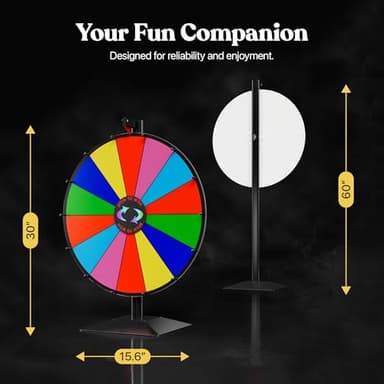 T-SIGN 24 Inch Dual Use Spinning Prize Wheel 14 Slots Color Tabletop and Floor Roulette Wheel of Fortune with Dry Erase Marker and Eraser Win The Fortune Spinner Game for Carnival Trade Show - Image 7