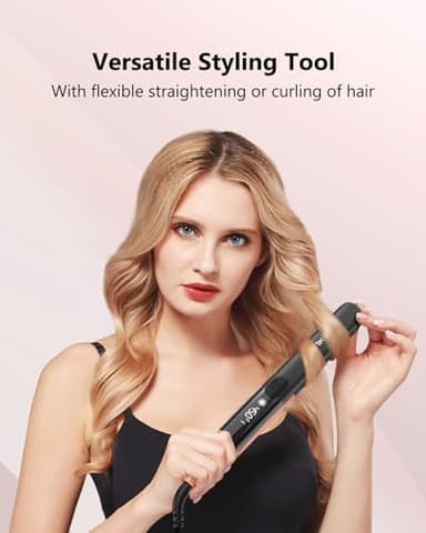 Annlary Hair Straightener 1 Inch Flat Iron and Curler 2 in 1 Titanium Ceramic Ionic Dual Voltage Straightener with Heat-Resistant Silicone, for Less Frizz, Shinier & Smoother - Image 7