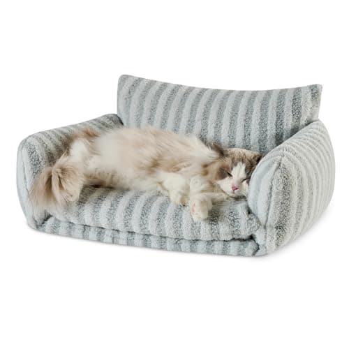 Hollypet Cat Bed Fluffy Plush Mutifuctional Double-Layer Soft Pet Couch Orthopedic Sofa Nest Beds for Small Cats and Dogs, Gray (25x20x13 inch) - Image 1