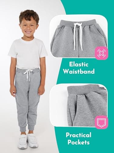 Resinta 3 Pack Toddler Boy Sweatpants Cotton Boys Athletic Joggers Pants Kids Sweats Pants with Pocket Workout Clothes - Image 3