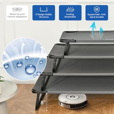 ABCPET Elevated Dog Bed, Outdoor Dog Bed Large Raised Cooling Pet Beds Cots Waterproof Stable and Easy Assembly, Teslin Fabric with 1.2mm Thick Iron Frame, Breathable, Ultra-Sturdy，Grey, 42”*28“*8” - Image 4