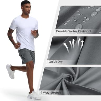 Men's Cargo Shorts Quick Dry Lightweight Stretch Hiking Shorts for Men with 5 Pockets No Lining Grey - Image 3