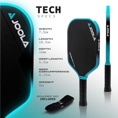 JOOLA Ben Johns Perseus 3S 16mm Pickleball Paddle w/Propulsion Core - Charged Carbon Surface Technology. UPA Approved - Elongated Body Shape w/Large Sweet Spot. NFC Chip Enabeled & UPA-A Certified. - Image 2