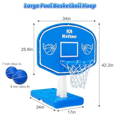 Dahivs LED Pool Basketball Hoop, Solar Powered Poolside Basketball Hoop for Pool with Colorful Lights, Oversized Water Basketball Hoops with 2 Balls/Pump, Light Up Pool Games for Adults Teens. - Image 4