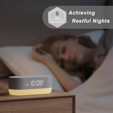 HOUSBAY 3 in 1 Sound Machine Alarm Clock& Wireless Charger: Soothing White Noise, Bluetooth Music Relaxation & Customized Sleep-Wake Routine - Image 3