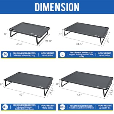 ABCPET Elevated Dog Bed, Outdoor Dog Bed Large Raised Cooling Pet Beds Cots Waterproof Stable and Easy Assembly, Teslin Fabric with 1.2mm Thick Iron Frame, Breathable, Ultra-Sturdy，Grey, 42”*28“*8” - Image 7