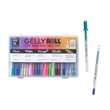 SAKURA Gelly Roll Gel Pens - Gift Set - Ink Pen Set - Art DIY Projects - Assorted Point Sizes with Storage Case - Assorted Colored Ink with Special Effects - 74 Pack - Image 1