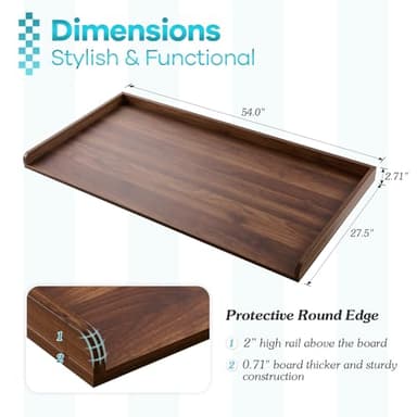 Kaboon Washer Dryer Countertop, Melamine Countertop with Edge Rails - 27.5" Depth x 54" Width Laundry Room Organization, Dark Walnut - Image 3