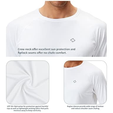 NAVISKIN Men's Sun Protection UPF 50+ UV Outdoor Long Sleeve Shirts White Size L - Image 5
