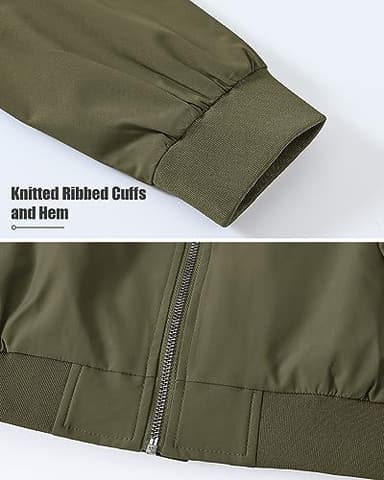 BGOWATU Men's Bomber Jacket Lightweight Windbreaker Jacket for Men Casual Fall Zip Up Coat Army Green 3X - Image 7