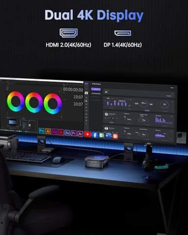 KAMRUI Mini PC, Essenx E1 Desktop Computer N95(up to 3.4GHz) Mini Computers 16GB RAM 512GB SSD Micro PC, Mini Tower Desktop PC Support 4K HDMI, Dual WiFi, BT4.2 for Business Home Office - Image 5