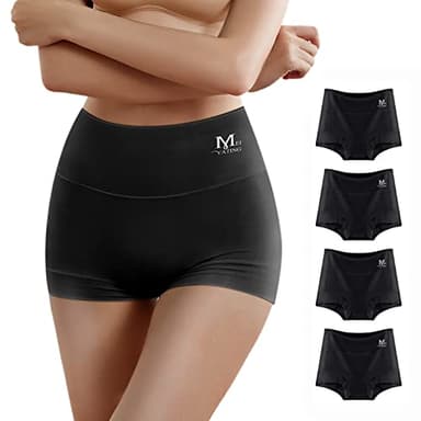 MEIYATING Boy Shorts Underwear for Women Cotton Compression Plus Size High Waisted Boxers Briefs Panties Boyshort 4 Pack - Image 1