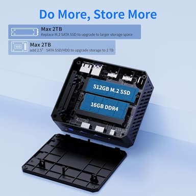 Mini PC with Intel 12th Gen N100 (Up to 3.4GHz) 16GB DDR4/512GB M.2 SSD, Expandable Storage, Dual 4K HDMI, 4X USB 3.2, WiFi 5 & Gigabit LAN,Compact Desktop Computer for Home Office, Gaming, Streaming - Image 5